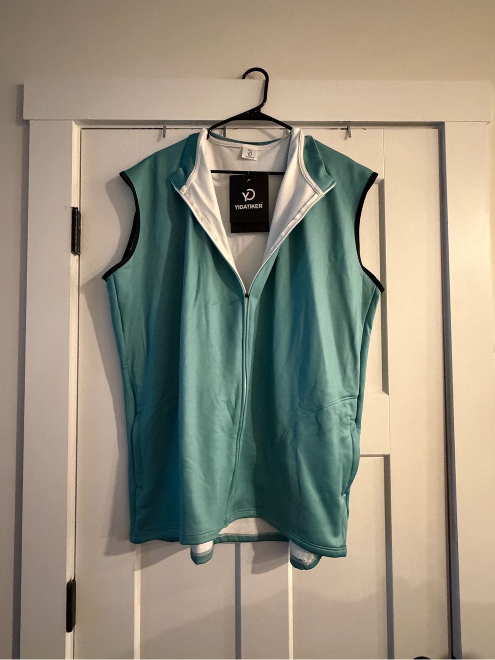 Men’s Teal Sleeveless Zip Front Top